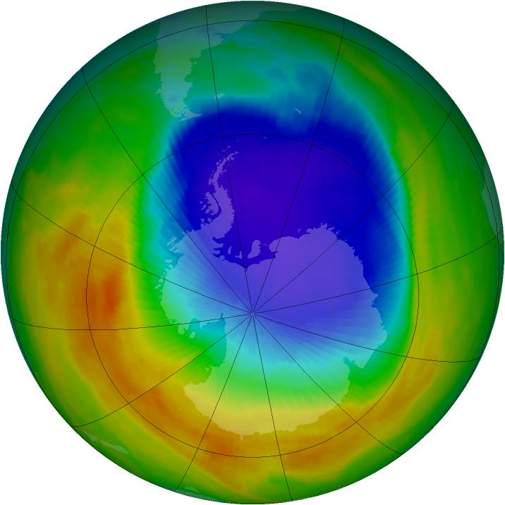 Antarctic ozone map for 22 October 2000